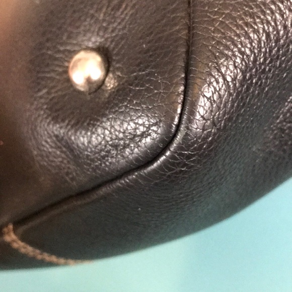 Tignanello black leather square two handle satchel purse - Picture 7 of 15